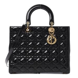 Christian Dior Lady Dior Black Patent Cannage handbag